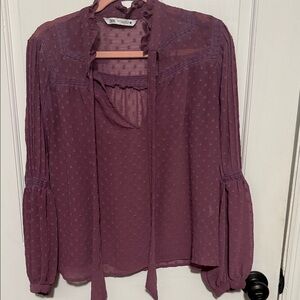 Zara Purple Sheer Blouse